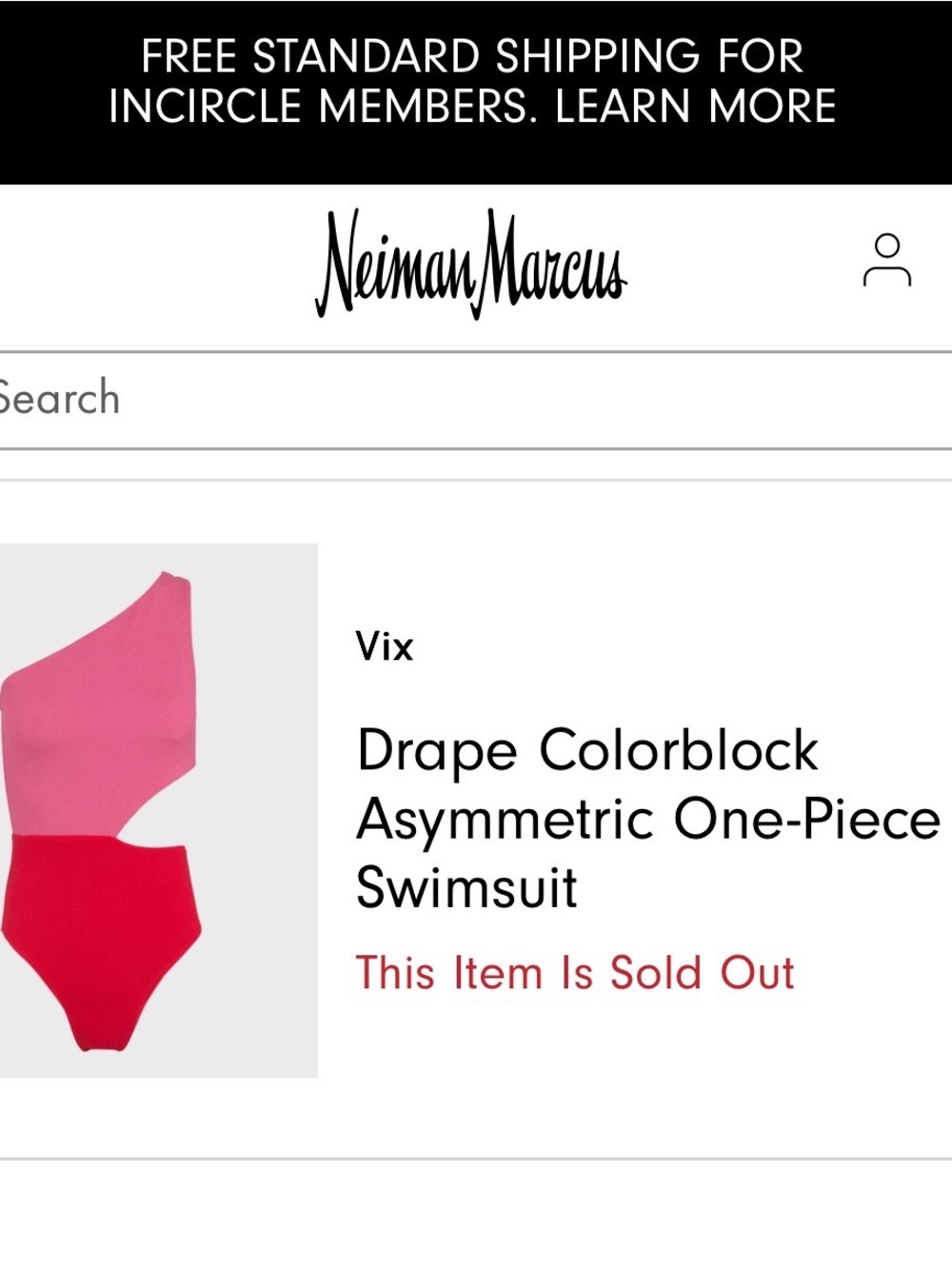 Vix Pink and Red Asymmetric Drape One-Piece Swimsuit
